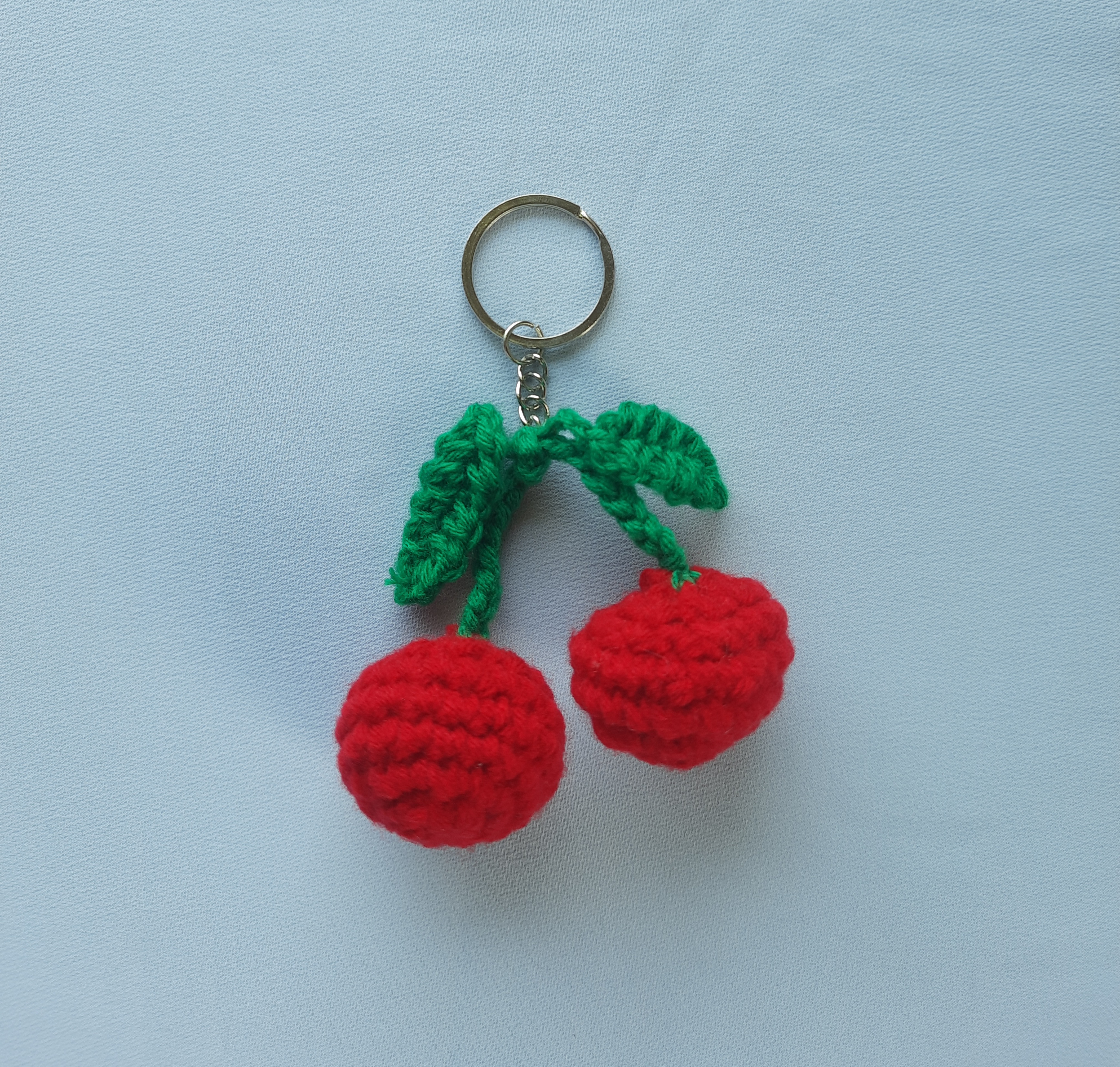  CHERRY CROCHET KEYCHAIN